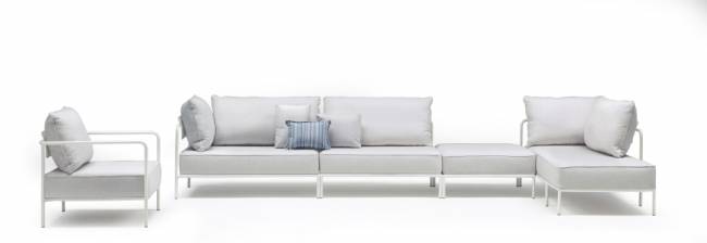 Модуль левый с подушками Flap лен, белый 1800х850х880 мм Модуль левый с подушками Flap лен, белый 1800х850х880 мм