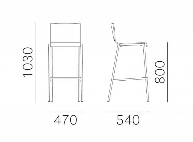 Стул деревянный барный Kuadra 470х540х1030 мм