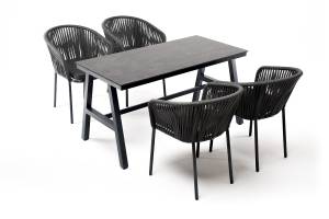 "Рио" обеденная группа на 4 персоны, стол HPL "серый гранит", цвет серый