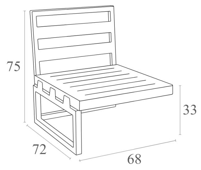 Модуль дополнительный для дивана Mykonos серебристый 680х720х750 мм