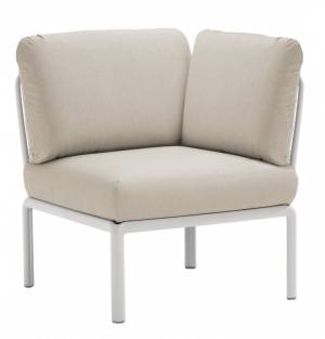 Модуль угловой пластиковый с подушками Komodo Elemento Angolo белый, панама 720х780х880 мм