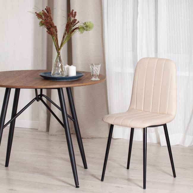 Стул ARC  ткань/металл, 46 х 52 х 88 см, бежевый 08/черный (Комплект из 4 шт.) бежевый ткань/металл