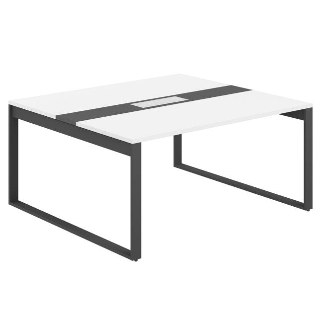 AG.2-1616.WH.72.AN.AN / Стол для переговоров 1600х1638х750 / профиль О-образный: 70х20 антрацит; лючок: серебро; столешница: белый вставка антрацит