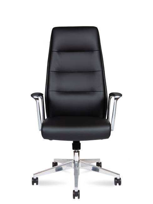 Кресло офисное / Нанси / Nancy  / алюминиевая  база / черная  кожа