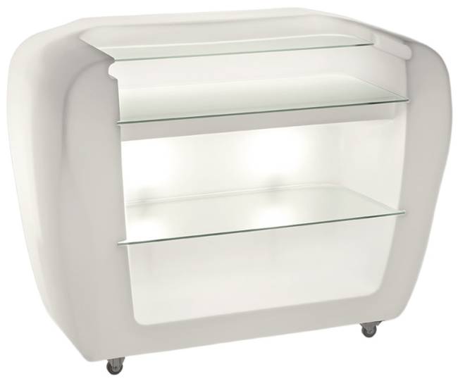 Стойка пластиковая барная светящаяся на колесах Roller Bar Lighting белый 1500x750x1200 мм