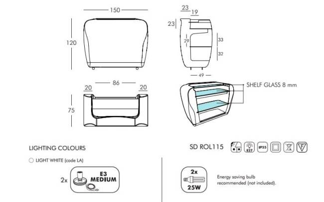 Стойка пластиковая барная светящаяся на колесах Roller Bar Lighting белый 1500x750x1200 мм