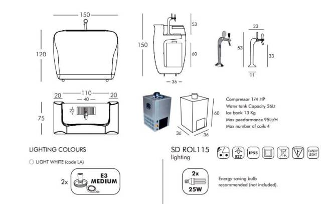 Стойка пластиковая барная светящаяся на колесах Roller Bar Lighting белый 1500x750x1200 мм
