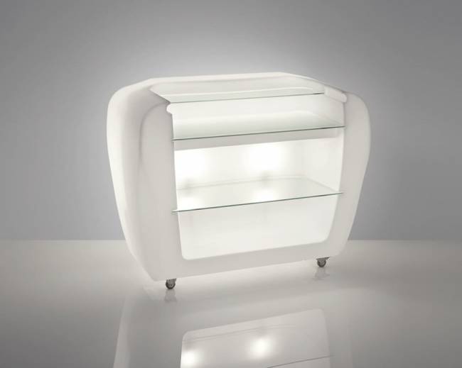 Стойка пластиковая барная светящаяся на колесах Roller Bar Lighting белый 1500x750x1200 мм