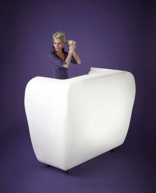 Стойка пластиковая барная светящаяся на колесах Roller Bar Lighting белый 1500x750x1200 мм