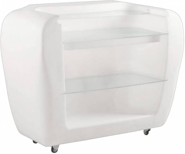 Стойка пластиковая барная светящаяся на колесах Roller Bar Lighting белый 1500x750x1200 мм