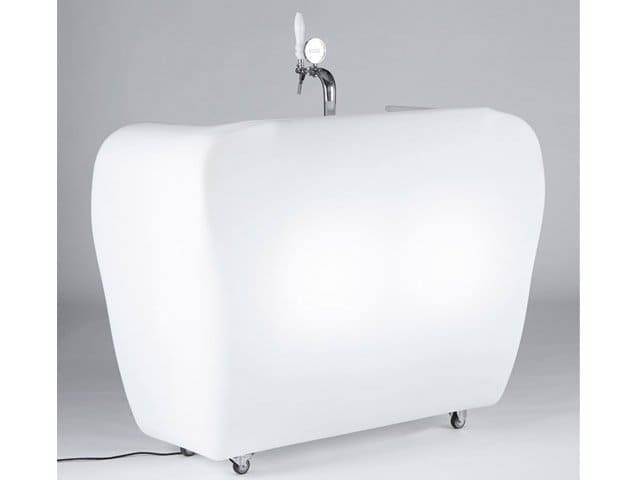 Стойка пластиковая барная светящаяся на колесах Roller Bar Lighting белый 1500x750x1200 мм