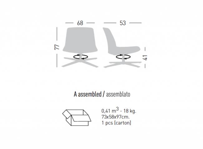 Стул лаунж с обивкой Kanvas Lounge L 680х530х770 мм