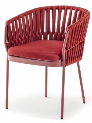 Кресло плетеное с подушкой Soho красный 600х580х780 мм