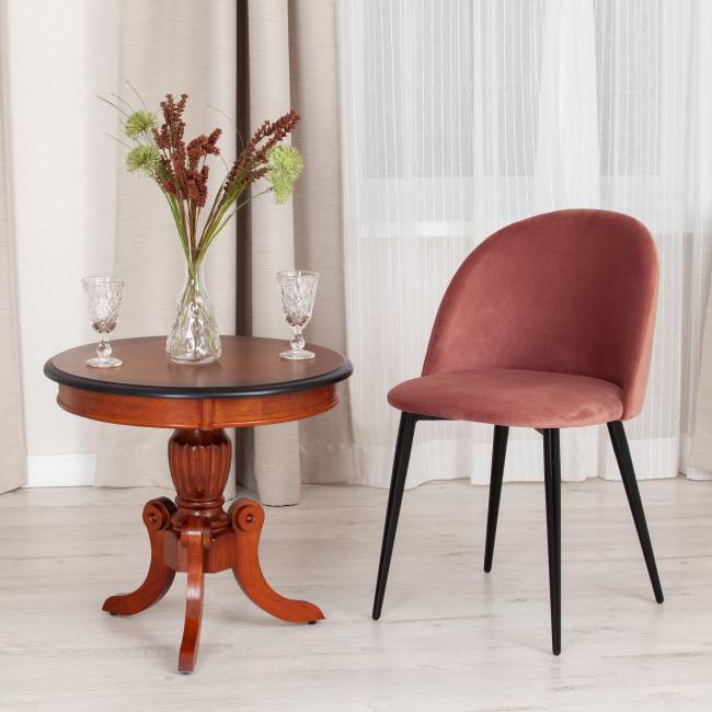 Стул MONRO (mod. 710) ткань/металл, коралловый barkhat 15 /черный, 55х51х78 см, высота до сиденья 47 см (Комплект из 4 шт.) коралловый ткань/металл