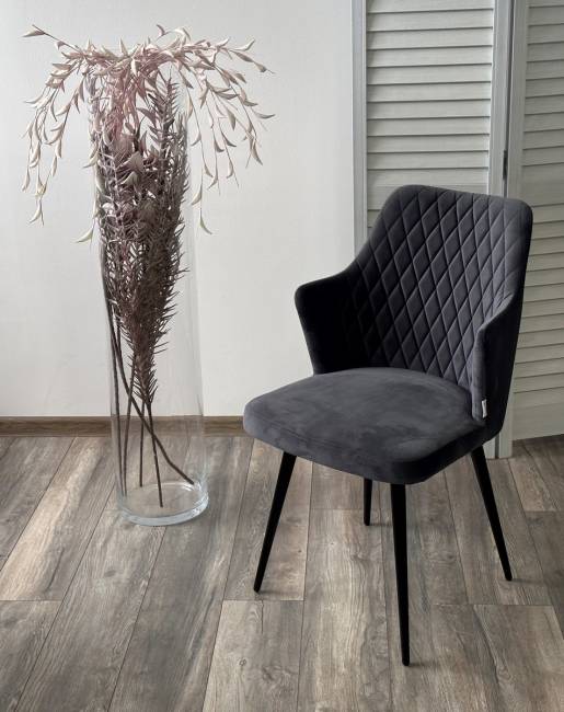 Стул HERMAN 360 град. BM-3 ТЕМНО-СЕРЫЙ, велюр / черный каркас М-City