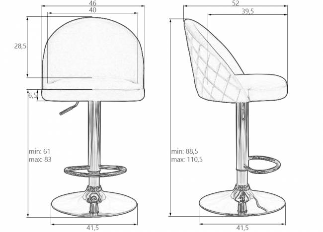 Стул барный DOBRIN MILANA, пудрово-голубой велюр (MJ9-74)