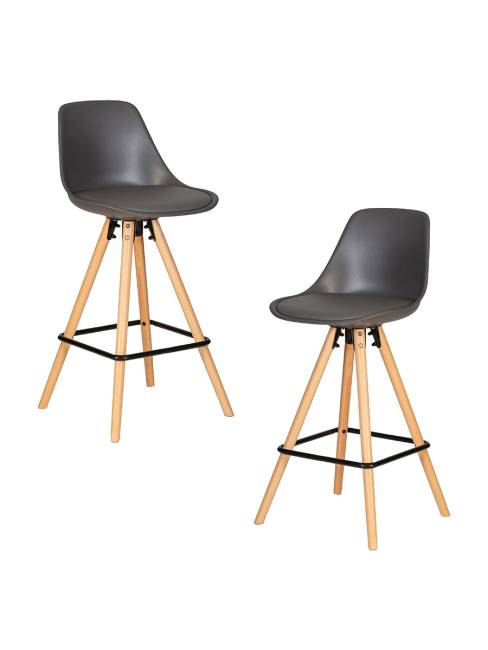 Набор 2 шт Стул полубарный DOBRIN RONNI, ножки светлый бук, тёмно-серый (GR-04)