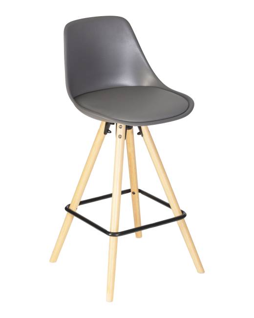 Набор 2 шт Стул полубарный DOBRIN RONNI, ножки светлый бук, тёмно-серый (GR-04)