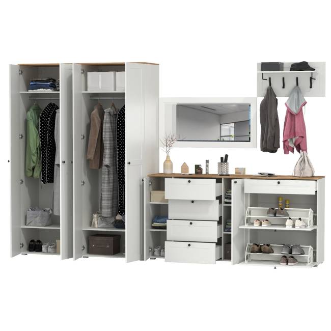 Прихожая Остин № 60 цвет белый шагрень/дуб крафт золотой