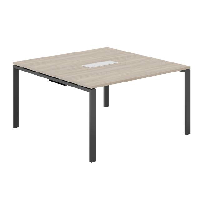 SG.282.OD.63.AN.OD / Стол переговорный комбинированный 1400х1438х750 МК60х30 / профиль: 60х30 антрацит; столешница: дуб темный, вставка темный дуб