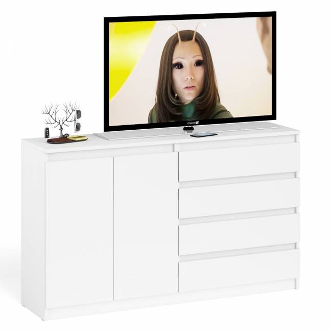 Комод широкий на четыре ящика и две дверки Мори МК1600.1 цвет белый