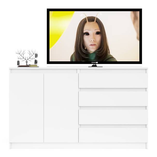 Комод широкий на четыре ящика и две дверки Мори МК1600.1 цвет белый