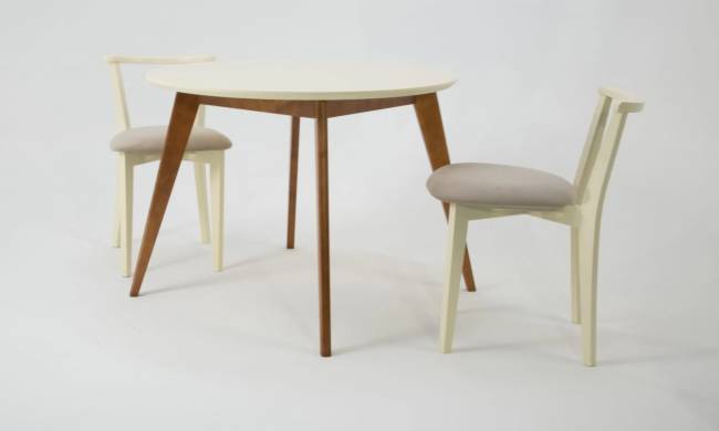 Стол Сканди К 90, Орех/Слоновая кость