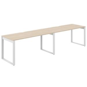 AG.176.AR.V.72.WH / Рабочая станция s-b-s 3200х700х750 / профиль О-образный: 70х20 белый; столешница с вырезом; столешница: акация равелло