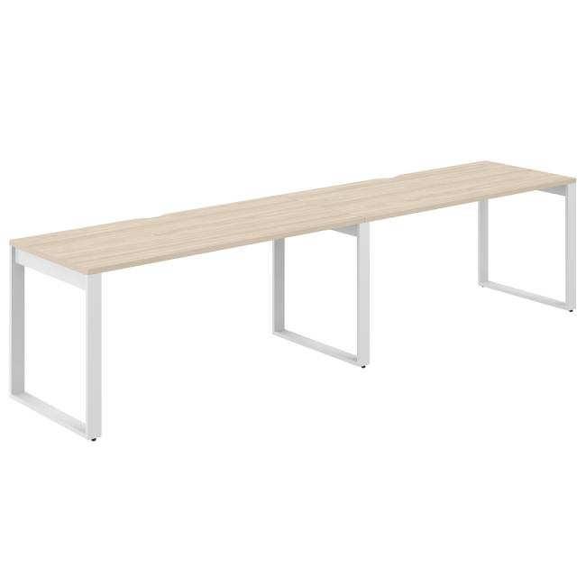 AG.176.AR.V.72.WH / Рабочая станция s-b-s 3200х700х750 / профиль О-образный: 70х20 белый; столешница с вырезом; столешница: акация равелло