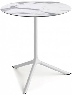 Стол ламинированный обеденный Tripe Maxi белый, белый мрамор Каррара Ø800х740 мм