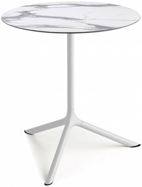 Стол ламинированный обеденный Tripe Maxi белый, белый мрамор Каррара Ø800х740 мм