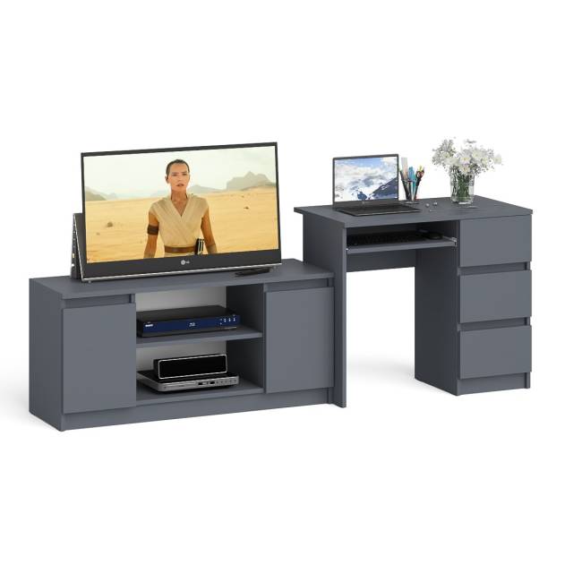 Стол компьютерный МС-6 с тумбой справа и с тумбой на 1200 Мори цвет графит