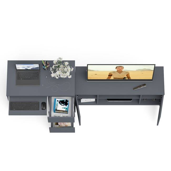 Стол компьютерный МС-6 с тумбой справа и с тумбой на 1200 Мори цвет графит