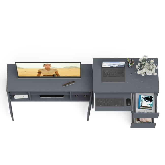 Стол компьютерный МС-6 с тумбой справа и с тумбой на 1200 Мори цвет графит