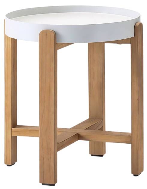 Столик металлический кофейный Nature натуральный, белый Ø435х485 мм