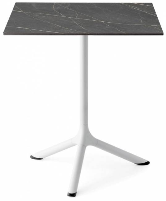 Стол ламинированный обеденный складной Tripe Folding белый, черный мрамор Сахара 600х600х740 мм