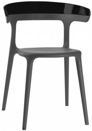 Кресло пластиковое Luna антрацит, черный 550х510х770 мм