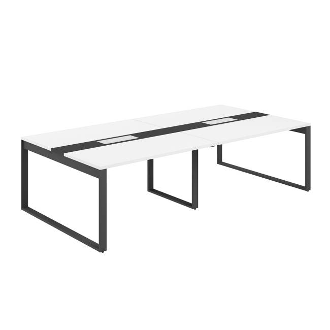 AG.2-2814.WH.72.AN.AN / Стол для переговоров 2800х1438х750 / профиль О-образный: 70х20 антрацит; лючок: серебро; столешница: белый вставка антрацит