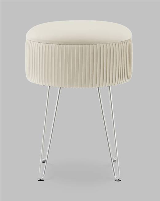 Пуф Астор бежевый серебряные ножки