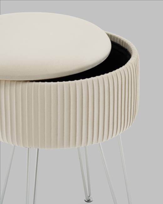 Пуф Астор бежевый серебряные ножки