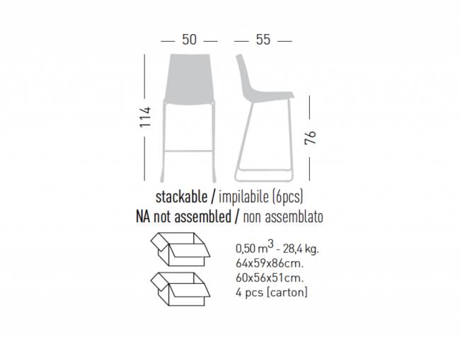 Стул пластиковый барный Colorfive ST 76 500х550х1140 мм