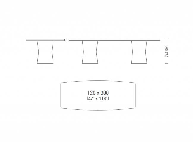 Стол ламинированный Nidaba Oval 3000х1200х750 мм