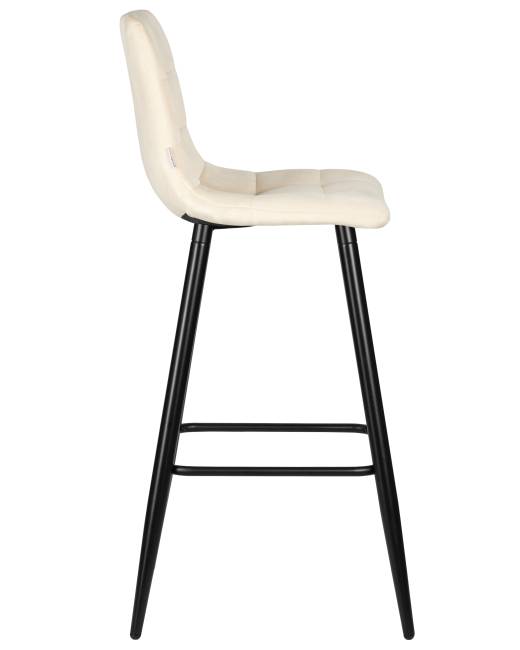 Стул барный DOBRIN NICOLE, черные матовые ножки, кремовый велюр (108-113)