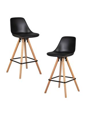Набор 2 шт Стул полубарный DOBRIN RONNI, ножки светлый бук, черный (B-03)