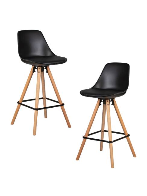 Набор 2 шт Стул полубарный DOBRIN RONNI, ножки светлый бук, черный (B-03)