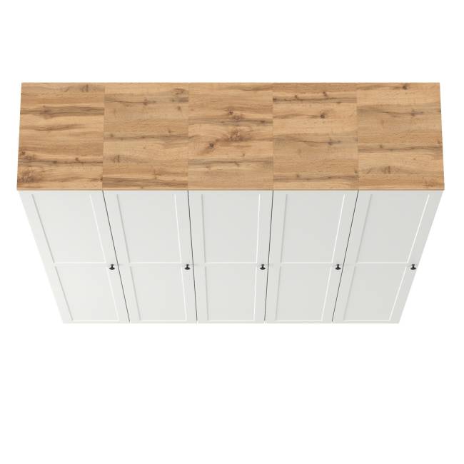 Стенка из шкаф-пеналов Остин цвет белый шагрень/дуб крафт золотой