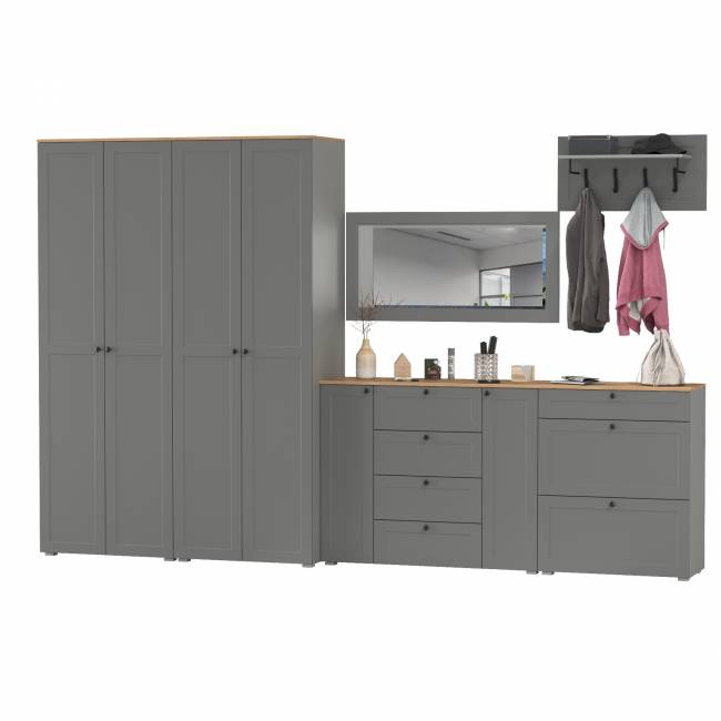 Прихожая Остин № 60 цвет серый графит/дуб крафт золотой