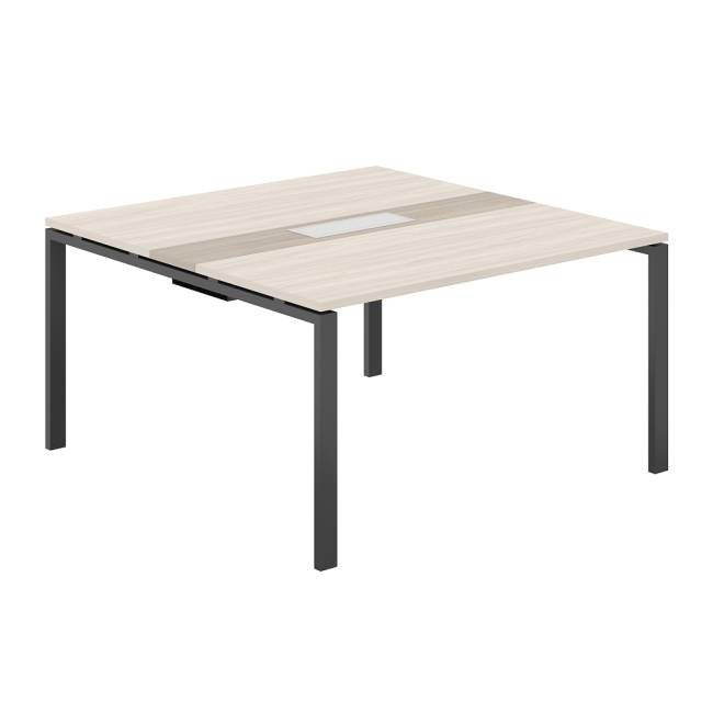 SG.282.OL.63.AN.OD / Стол переговорный комбинированный 1400х1438х750 МК60х30 / профиль: 60х30 антрацит; столешница: дуб светлый, вставка темный дуб