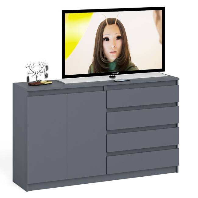 Комод широкий на четыре ящика и две дверки Мори МК1600.1 цвет графит