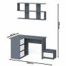 Угловой стол компьютерный Мори МС-16 левый с тумбочкой с ящиком 400 и полкой на 1200 цвет графит/белый